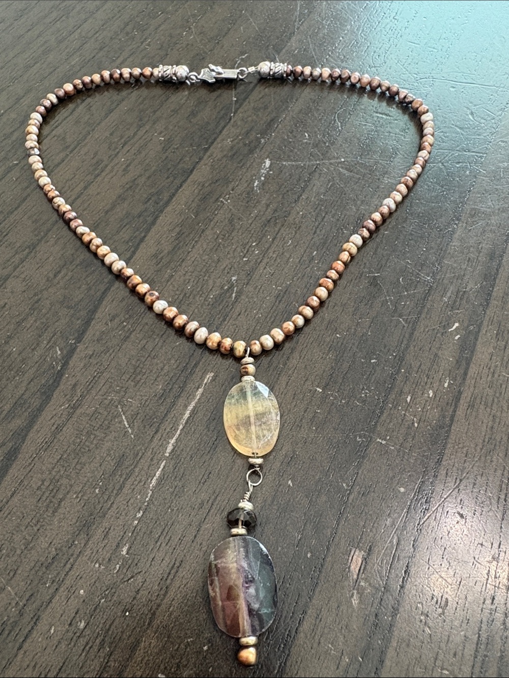 Rainbow Fluorite Pendant Stone - Clasp And Accents Sterling Silver